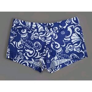 LILLY PULITZER The Walsh Short Womens Sz 4 Purple White Geo Seersucker Hot Pants